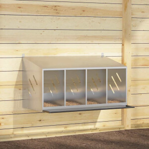 vidaXL Kippennestkast met 4 vakken gegalvaniseerd metaal zilverkleurig