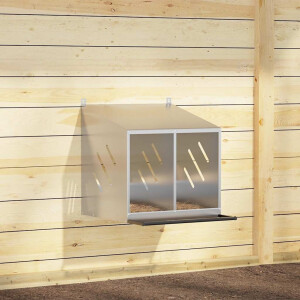 vidaXL Kippennestkast met 2 vakken gegalvaniseerd metaal zilverkleurig