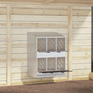 vidaXL Kippennestkast met 6 vakken gegalvaniseerd metaal zilverkleurig