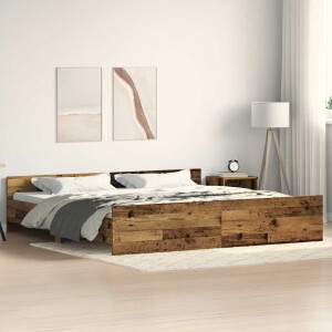 vidaXL Bedframe met hoofdeinde Oud Hout 203 x 203 x 50 cm Bewerkt hout