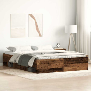 vidaXL Bedframe zonder matras 150x200 cm bewerkt hout oud hout