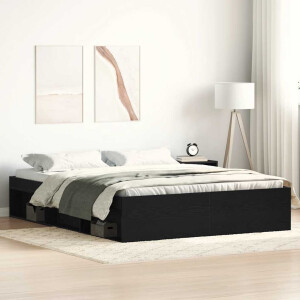 vidaXL Bedframe zonder matras 150x200 cm bewerkt hout zwart eikenkleur