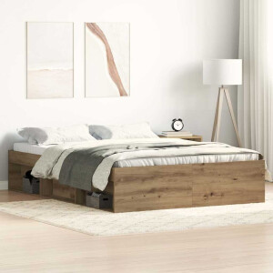 vidaXL Bedframe zonder matras spaanplaat artisanaal eikenkleurig