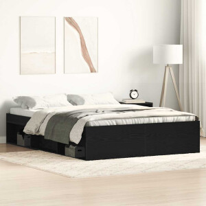 vidaXL Bedframe zonder matras 135x190 cm bewerkt hout zwart eikenkleur