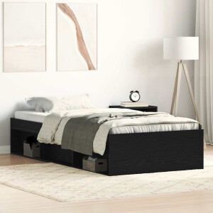vidaXL Bedframe zonder matras 100x200 cm spaanplaat zwart eikenkleurig