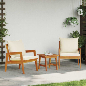 vidaXL Bistroset met kussen 3 pcs Bruin Massief Acaciahout