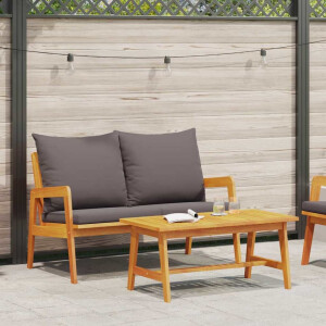 vidaXL Bistroset met kussen 2 pcs Olie naturel Massief Acaciahout