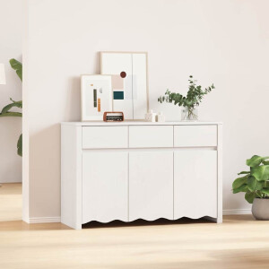 vidaXL Dressoir Drammen Wit 114 x 43 x 75,5 cm Massief grenenhout