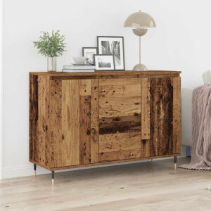 vidaXL Dressoir met lade Oudhout 101,5 x 35 x 70 cm Bewerkt hout