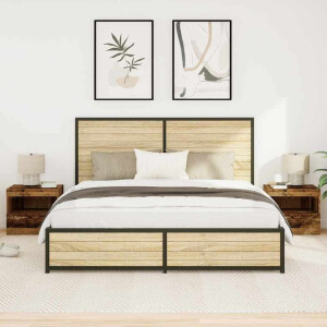 vidaXL Nachtkastje met lade 2 pcs Oudhout 50 x 40 x 45 cm Bewerkt hout