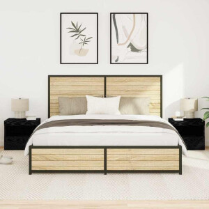 vidaXL Nachtkastje 2 pcs Zwart Eiken 50 x 40 x 45 cm Bewerkt hout