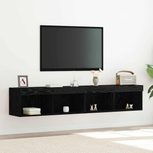 vidaXL Tv-meubelset 2 pcs Zwart eiken 80 x 30 x 30 cm Bewerkt hout