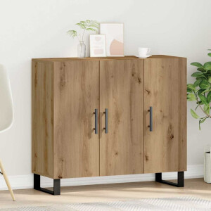 vidaXL Dressoir Artisan Eiken 90 x 34 x 80 cm Bewerkt hout