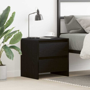 vidaXL Nachtkastje met lade Zwart Eiken 45 x 34 x 44,5 cm Bewerkt hout