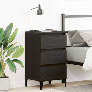 vidaXL Nachtkastje met lade Zwart Eiken 45 x 35 x 44 cm Bewerkt hout