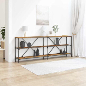 vidaXL Wandtafel met plank Oudhout 200 x 30 x 75 cm Bewerkt hout