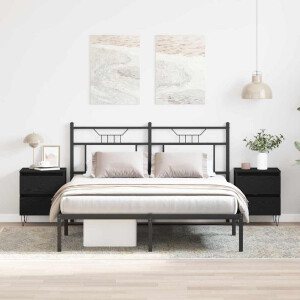 vidaXL Nachtkastje 2 pcs Zwart eiken 40 x 35 x 50 cm Bewerkt hout