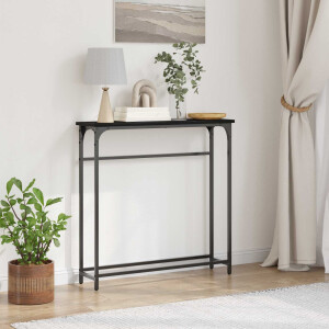 vidaXL Wandtafel met plank Zwart Eiken 75 x 19,5 x 75 cm Bewerkt hout