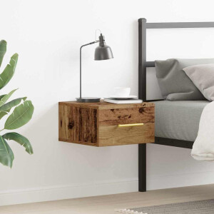 vidaXL Nachtkastje Wandgemonteerd Oudhout 35 x 35 x 20 cm Bewerkt hout