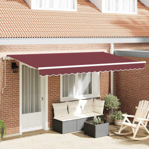 vidaXL Inklapbaar Zonnescherm Bordeauxrood 350 x 200 cm Stof