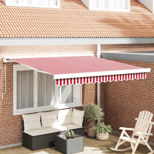 vidaXL Inklapbaar Zonnescherm Rood en Wit 300 x 250 cm Stof en Metaal