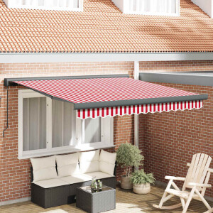 vidaXL Inklapbaar Zonnescherm Rood en Wit 300 x 250 cm Stof en Metaal