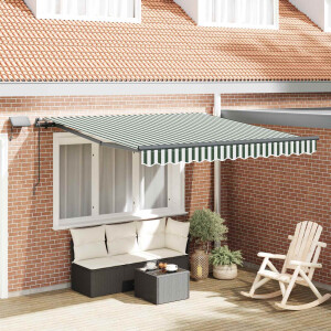 vidaXL Inklapbaar Zonnescherm Groen en wit 300 x 250 cm Stof