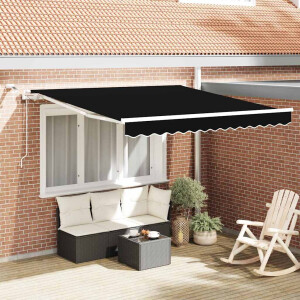 vidaXL Inklapbaar Zonnescherm Zwart 350 x 250 cm Polyester en Metaal