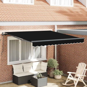 vidaXL Inklapbaar Zonnescherm Zwart 350 x 250 cm Polyester en staal