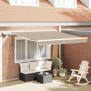 vidaXL Inklapbaar Zonnescherm Beige 350 x 250 cm Stof en Staal