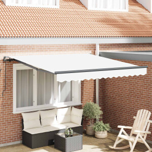 vidaXL Inklapbaar Zonnescherm Wit 350 x 250 cm Polyester en staal