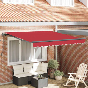 vidaXL Inklapbaar Zonnescherm Rood 350 x 250 cm Polyester en staal