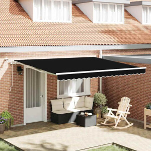 vidaXL Inklapbaar Zonnescherm Zwart 400 × 300 cm Polyester en Metaal