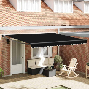 vidaXL Inklapbaar Zonnescherm Zwart 400 × 300 cm Polyester