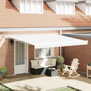 vidaXL Inklapbaar Zonnescherm Wit 400 × 300 cm Polyester en Metaal