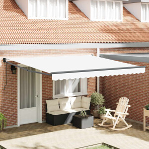 vidaXL Inklapbaar Zonnescherm Wit 400 × 300 cm Polyester en Aluminium