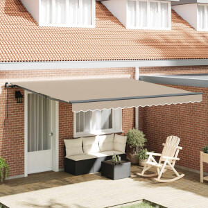 vidaXL Inklapbaar Zonnescherm Beige 400 × 350 cm Polyester en staal