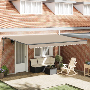 vidaXL Inklapbaar Zonnescherm Beige 450 × 350 cm Polyester en staal