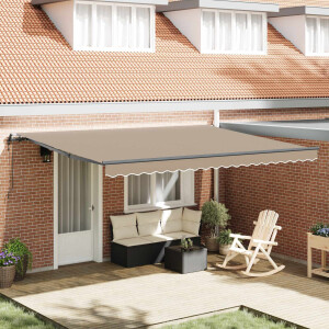 vidaXL Inklapbaar Zonnescherm Beige 450 × 350 cm Stof en Aluminium