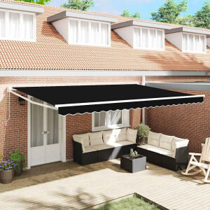 vidaXL Inklapbaar Zonnescherm Zwart 500 × 300 cm Stof en Metaal
