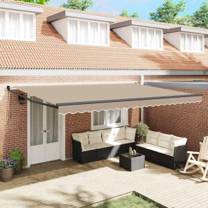 vidaXL Inklapbaar Zonnescherm Beige 500 × 300 cm Stof en Metaal
