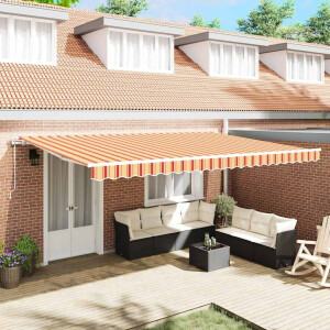 vidaXL Inklapbaar Zonnescherm Geel en Oranje 500 × 350 cm Stof