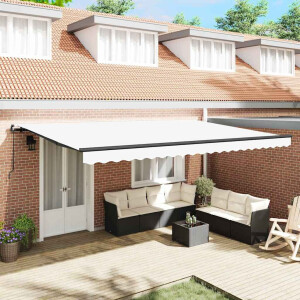 vidaXL Inklapbaar Zonnescherm Wit 500 × 350 cm Polyester en staal