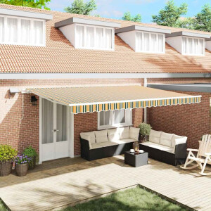vidaXL Inklapbaar Zonnescherm Groen en geel 500 × 350 cm Stof en Staal
