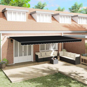 vidaXL Inklapbaar Zonnescherm met Zwart 600 × 300 cm Stof