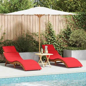 vidaXL Ligbed met kussen 2 pcs Rood Massief Acaciahout