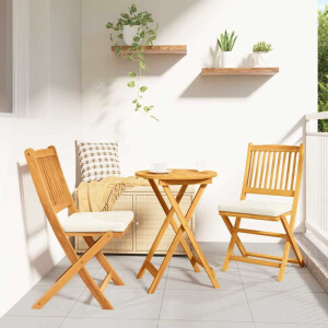 vidaXL Opvouwbare stoel met kussen 2 pcs Bruin Massief acaciahout