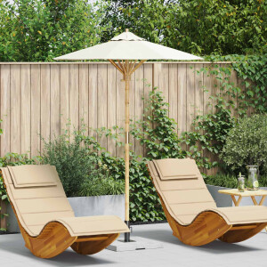 vidaXL Tuinparasol Crème Wit Ø 150 x 210 cm Bamboe