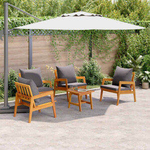 vidaXL Bistroset met kussen 5 pcs Bruin Massief Acaciahout