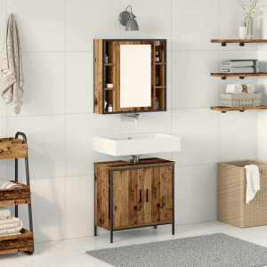 vidaXL Badkamermeubelset met plank met opslag 2 pcs Bruin Bewerkt hout
